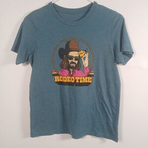 Dale Brisby Hat Flick Rodeo Time T-Shirt Teal Neon Letter Adult S/ Kids L Fair
